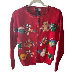 Vintage Red Christmas Holiday Sweater Medium